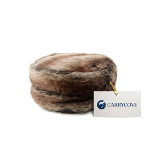 Carrycove Fluffy Pouf Cat Bed – Soft Brown Plush Pet Bed